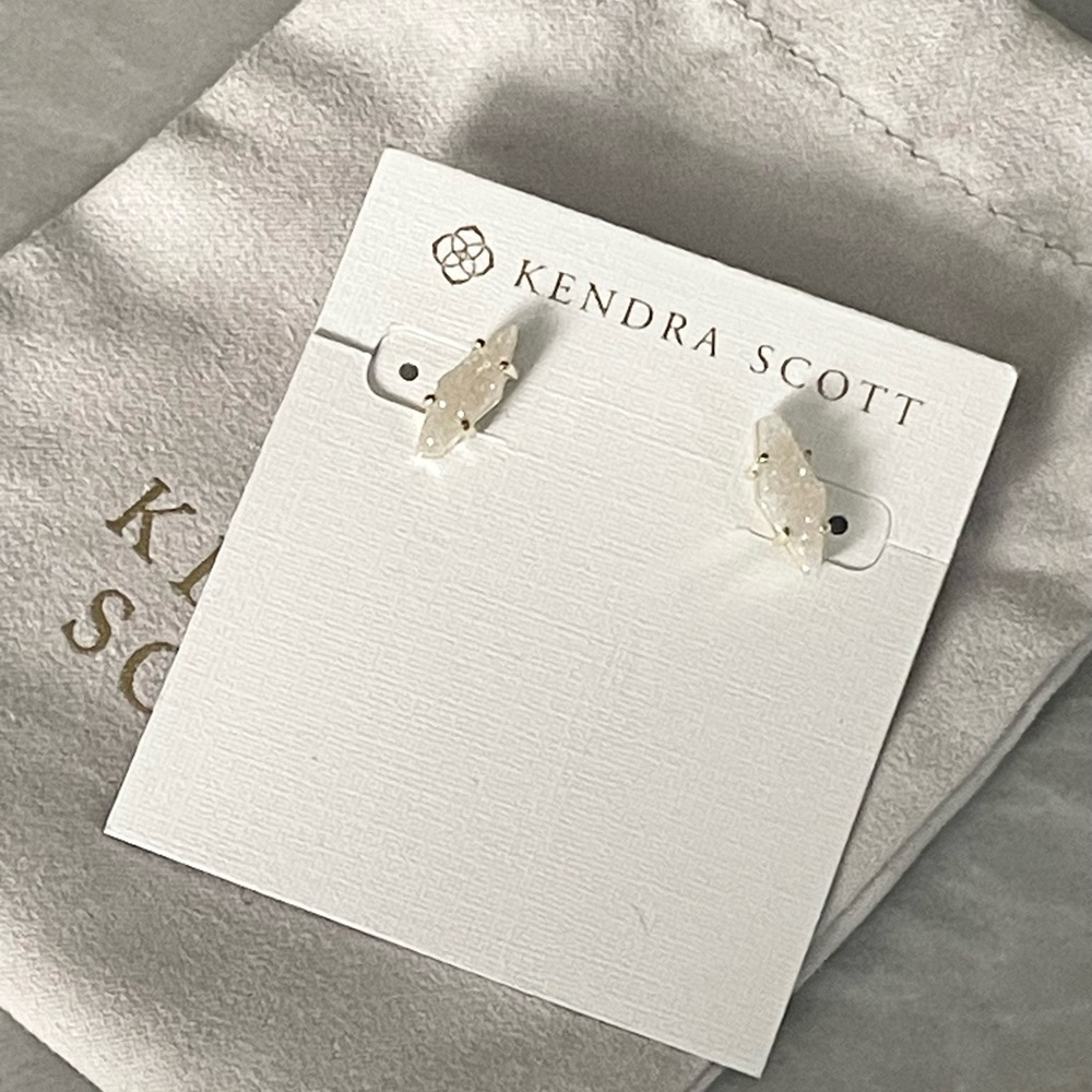 Kendra Scott Brook Iridescent Druzy Gold Plated Earrings - Picture 1 of 5